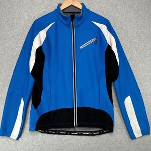Cannondale Men L Cycling Jacket Blue Black White Full Zip Performance Sportswear